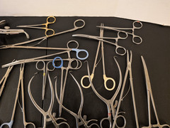 Mixed 27 Surgical Instruments Used Untested Forceps Clamps Scissors Retractors