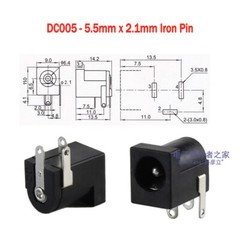 12V DC Power Barrel Jack Socket PCB Mount Connector For Laptop DC005-5.5mmx2.1mm