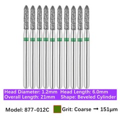 10/pk Vakker Dental FG Diamond Burs Bevel Cylinder & Gingival Curettage Burs