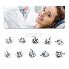 AZDENT Dental Orthodontic Metal Brackets Braces /Wire Preformed Ligature Ties
