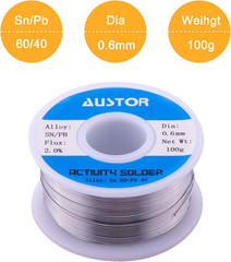 AUSTOR 60-40 Tin Lead Rosin Core Solder Wire for Electrical Soldering 0.6Mm