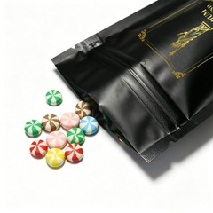 7g Black Mylar Bags Pre-Printed Design Moisture Barrier for Daily Herb Keeping