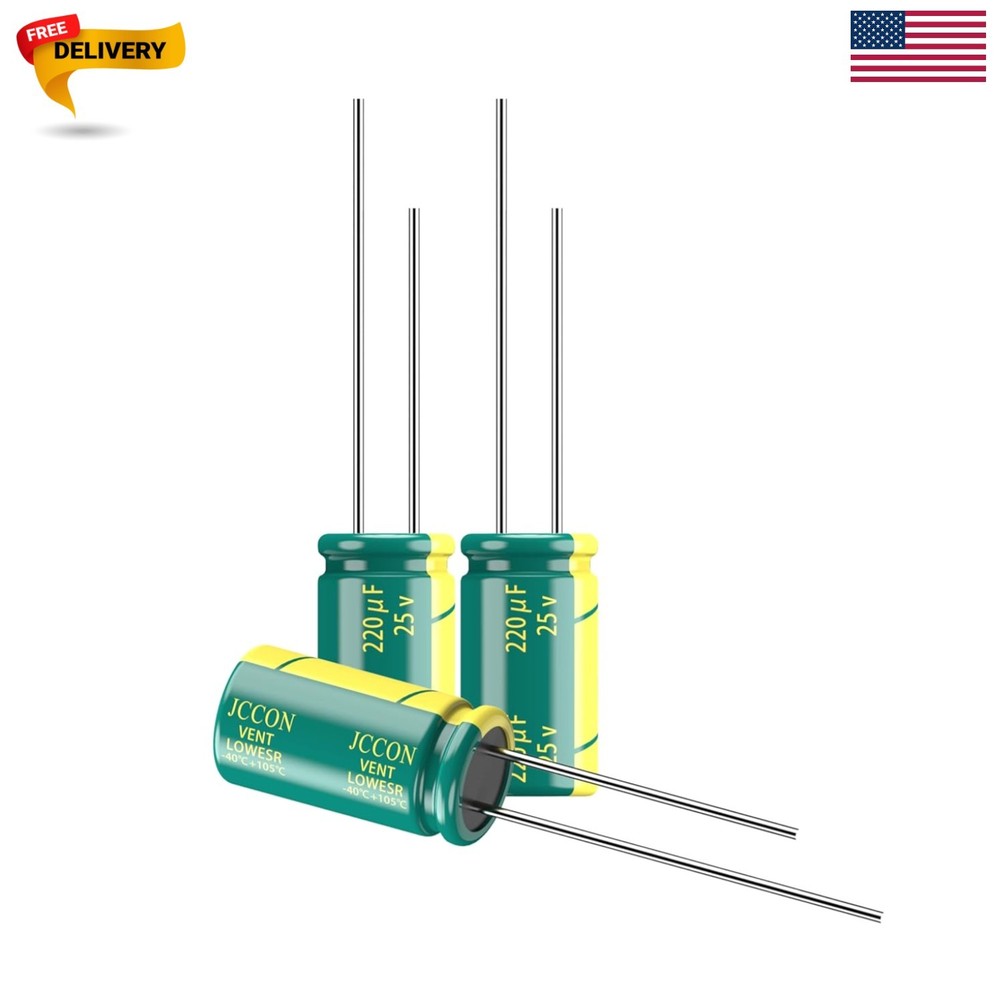 10-Pack 25V 220uF Quality Low ESR Electrolytic Capacitors 6x12mm 0.24×0.47in…
