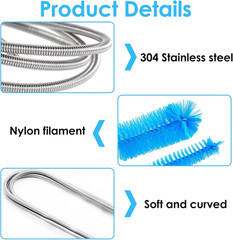 2 Pcs Flexible Drain Pipe Cleaning Brush 36 Extra Long Double Ended Nylon Bris
