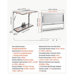 Uimoso 48×36 in Aluminum Alloy Concession Window with Folding Shelf