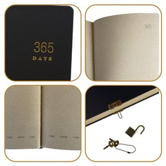 Vintage Journal with Lock & Key A5 Blank Page Diary Notebook Black Hardcover 365