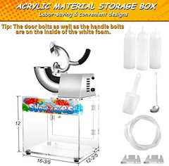 48L Snow Cone Machine Commercial Ice Shaver Electric Ice Crusher w/2 Blades 300W