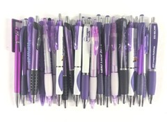 30ct Mixed Lot Misprint Retractable Click Pens: PURPLE/ VIOLET/ LAVENDER/ PLUM