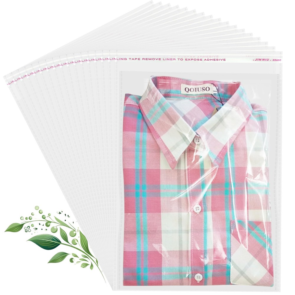 9X11 Inch Self-Sealing Clear Plastic Shipping Bags for Clothes, 100 Pack OPP Pol