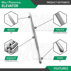 3 Pcs Molt Periosteal Elevator #9 Double Ended Allen Dental Instrument German Gr