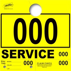 Yellow Service Department Hang Tags Window Tag 1000 Per Box