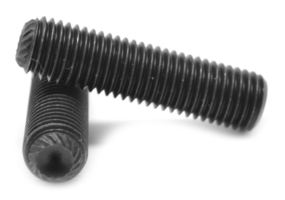3/8″-16 x 7/8″ Coarse Thread Socket Set Screw Knurled Cup Pt Black Oxide