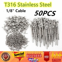 50 Pack T316 Stainless Steel Tensioner Set for 1/8″ Cable Railing w/ Deck Toggle