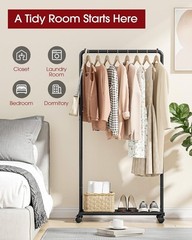 Clothing Clothes Rack on Wheels Heavy Duty Portable Wardrobe Storage