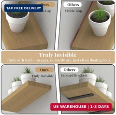 8pcs Wall Shelf Brackets Heavy Duty Floating Shelf Bracket Hidden,Invisible Blac