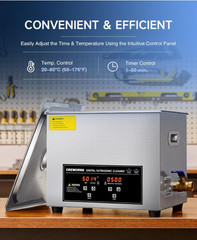 Limpiador Ultrasónico Digital 10L con Calentador y Temporizador de Acero Inoxida