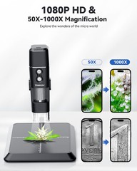 TOMLOV WiFi 1000X Digital Microscope 1080P USB Coin Magnifier Camera for iPhone
