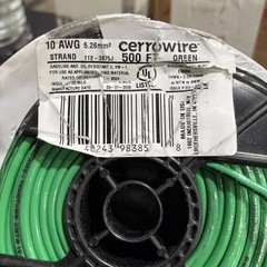 500 Ft Spool Of Cerro Wire 10 Gauge THHN Green 600V Stranded Copper