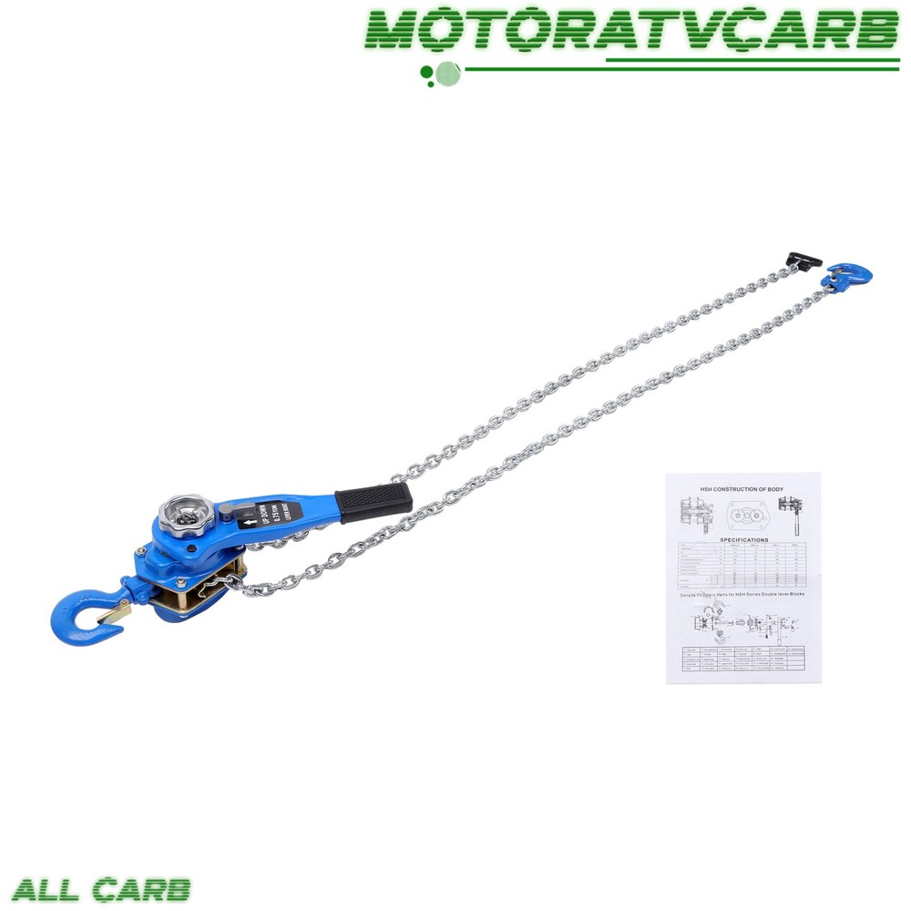 ALL-CARB 10FT Manual Lever Chain Hoist 3/4T 1650 Lbs Capacity Chain Come Along