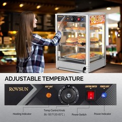 3 Tiers Commercial Food Warmer Display Electric Countertop Pretzel Pizza Warmer