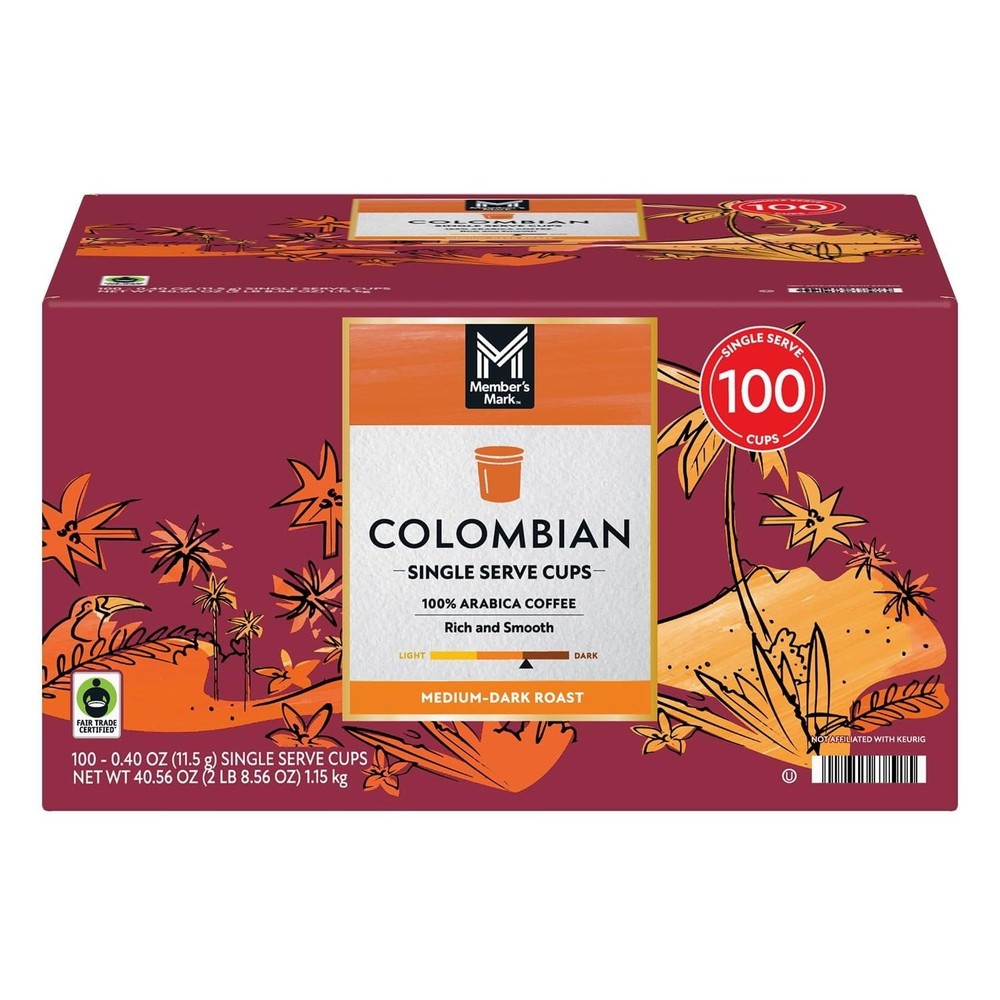 Member’s Mark Colombian Supremo Coffee, Single-Serve 100 Count (Pack of 1)