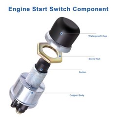 Heavy-Duty Push Button Switch Momentary Push On 50 AMP 12V 24V Ignition Starter