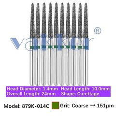 10Pk Dental FG Diamond Burs 879K-014C Coarse Gingival Curettage Polishing Bur