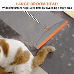 Multifunction Silicone Broom, 54 Inch Long Handle Floor Gray Orange