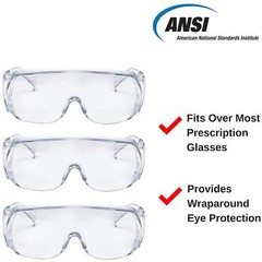 Birdz Eyewear High Impact Safety Glasses, Goggles Fits Over The Glasses Clear