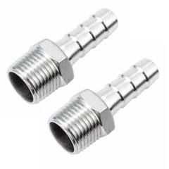 2x Stainless Steel 1/2″ Hose Barb to 1/4″ Male NPT Home Fitting Water Fuel N953