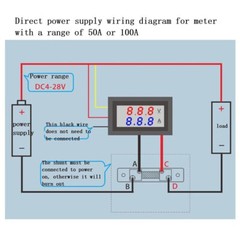 DC 0-100V 50A Voltmeter ammeter LED-Dual Digital Volt Amp Meter Gauge W/ Shunt-