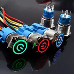 2Pcs 19mm 12V LED ON OFF Push Button Power Switch Latching Switch with Wire
