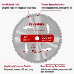 12 Inch 100 Tooth, Carbide Tipped Teeth, TCT Saw Blades for Cutting Various W…