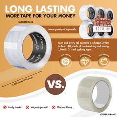 Industrial Grade Clear Packing Tape 12 Rolls – 110 Yards per Roll – 2″ Wide x…