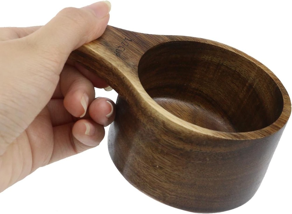 1PCS 1/2 Wooden Measuring Cup and Measuring Spoon Kit for Baking Cooking