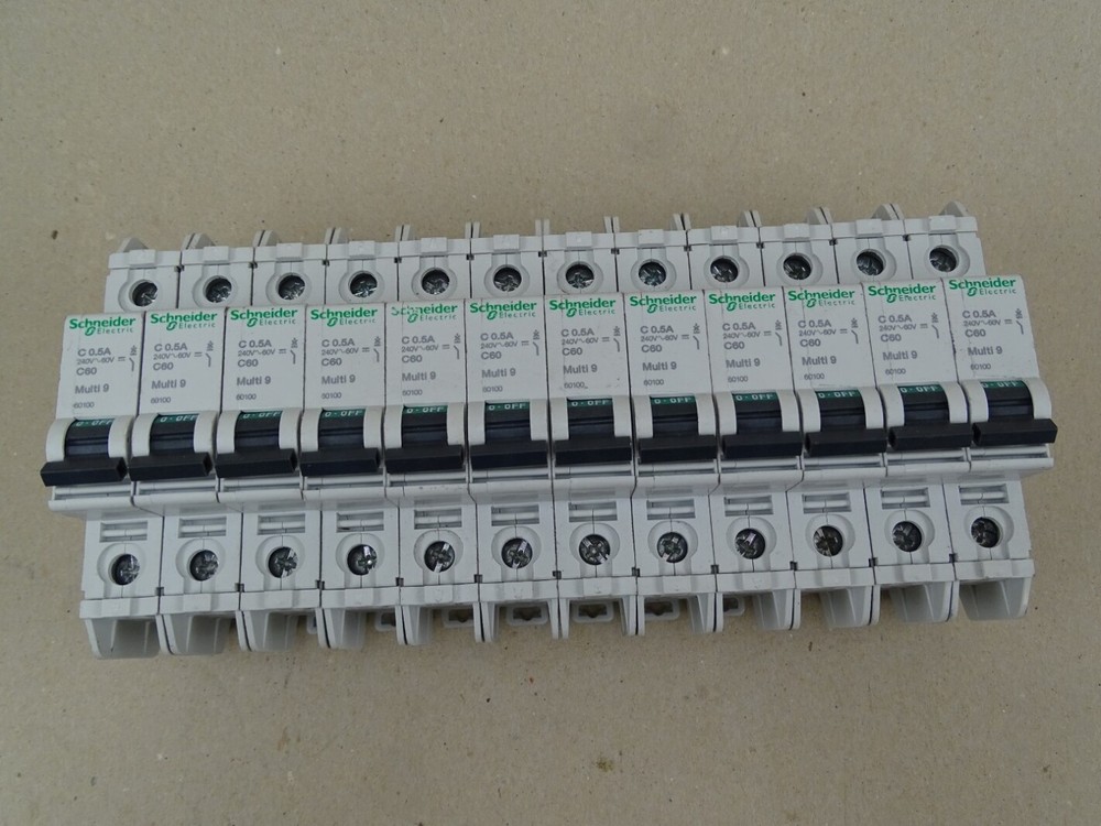 (12) Schneider 0.5A Amp Multi 9 Mini Breaker C60 120/240VAC, 1-Pole, 60100
