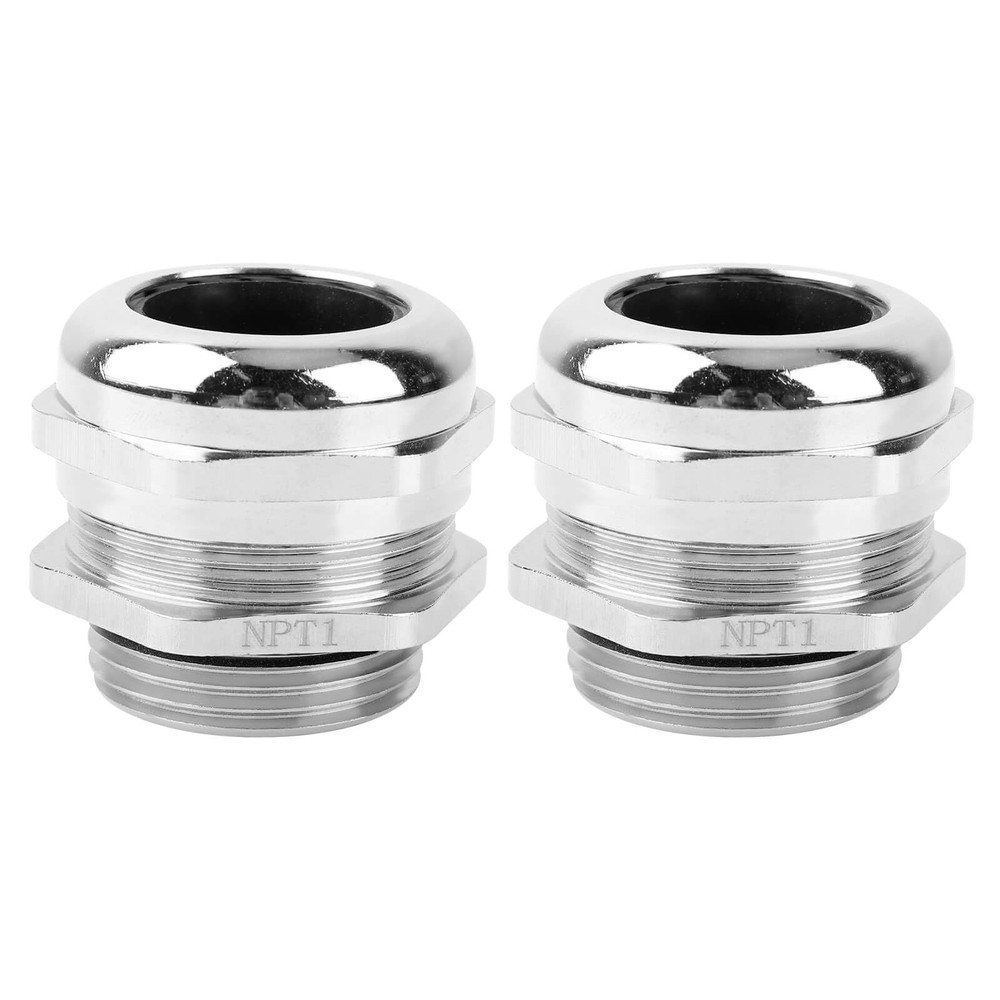 2 Pcs 1″ NPT NickelPlated Copper Waterproof Cable Gland, IP68 Waterproof Adju…