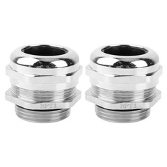 2 Pcs 1″ NPT NickelPlated Copper Waterproof Cable Gland, IP68 Waterproof Adju…