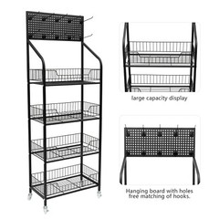 4 Tier Retail Snack Candy Display Rack Stand Basket Holder Display Organizer