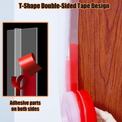 Orghtin T-Shaped Silicone Seal Strip, Clear Door Sealer Weather Stripping, 10Ft