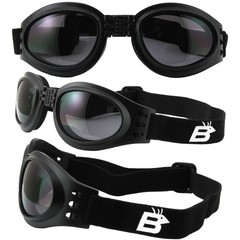 Birdz Eyewear Parrot Padded Motorcycle Goggles Black Frame + Smoke Lens