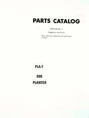 International Planter Parts Manual Catalog 800 Series