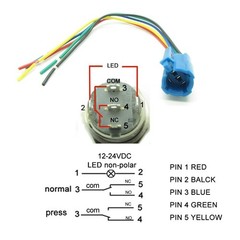 US Stock 16mm Metal Push Button Switch 12V – 24VDC Wide Voltage LED Waterproof