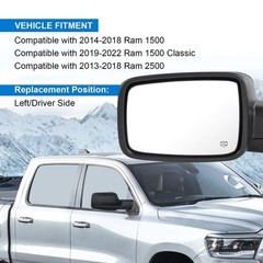 Left Driver Side Door Mirror Heated Power Glass Manual Folding (6Pins) | Comp…