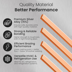 62 Pcs Brazing Rods AWS Bcup-5 15% Silver Solder Phos Copper Brazing Alloy Flat