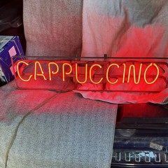 Vintage Red Neon Illuminated “CAPPUCCINO” Retail Sign Lighted Real Neon Sign