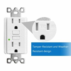 GFCI Outlet 15 Amp Weather Tamper Resistant 125V Safety Receptacle Socket White