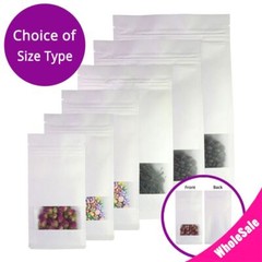 White Kraft Paper & Kraft Paper Stand Up Zip Seal Gusset Side Bag w/ Window SM07