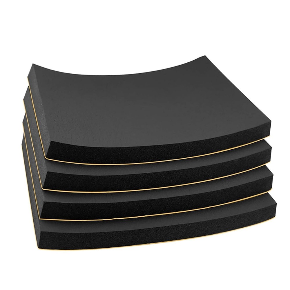4Pcs Neoprene Foam Padding Sheet 3/4in 12x8in Self Adhesive Anti Vibration Black