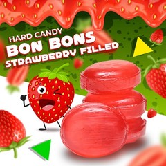 Arcor Strawberry Filled Bon Bons | 1 Pound 0.49 Ounce (Pack of 1), Red, green